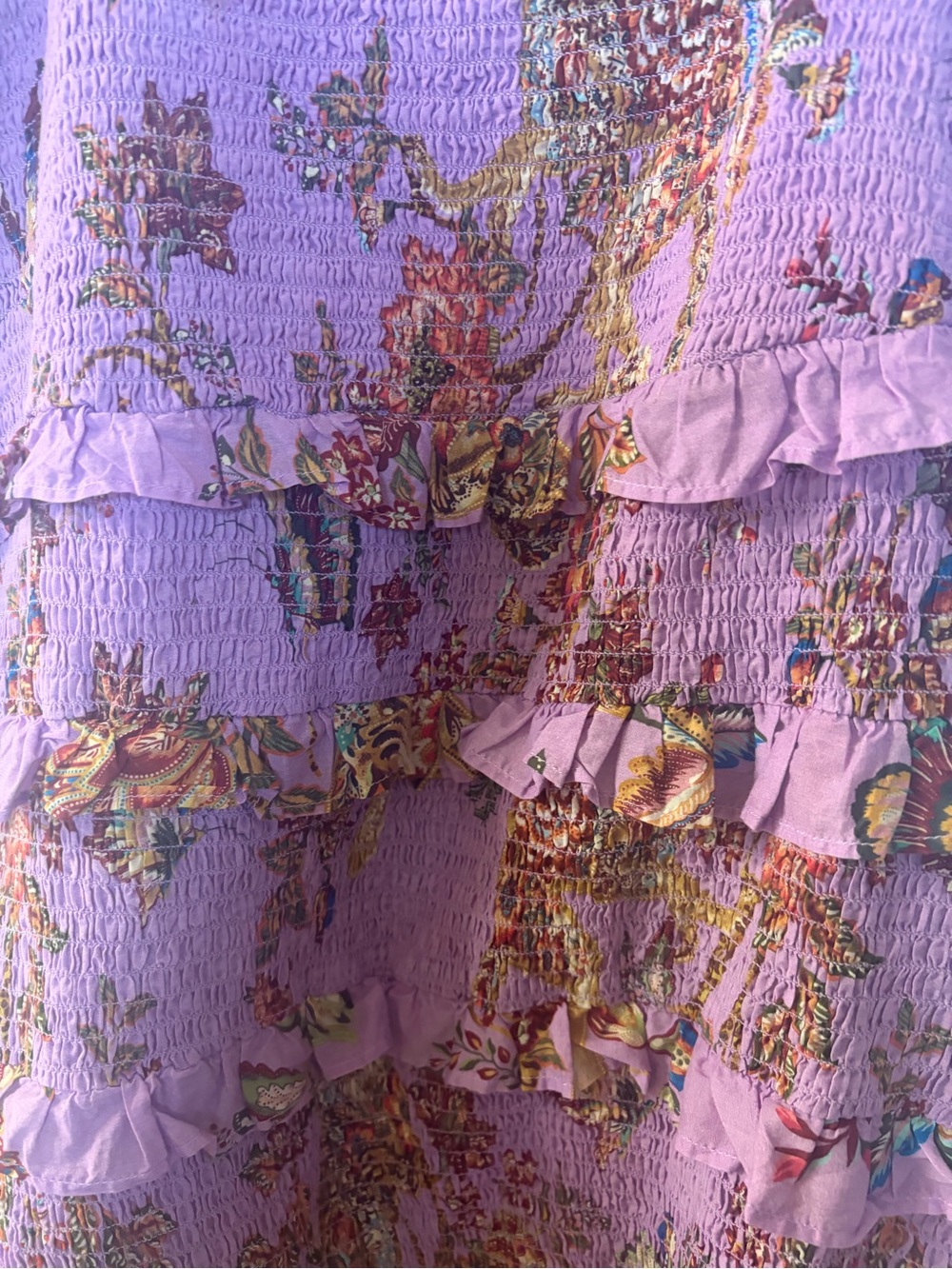 FARM Rio Lavender Floral Ruffle Mini Dress - Picture 2 of 3